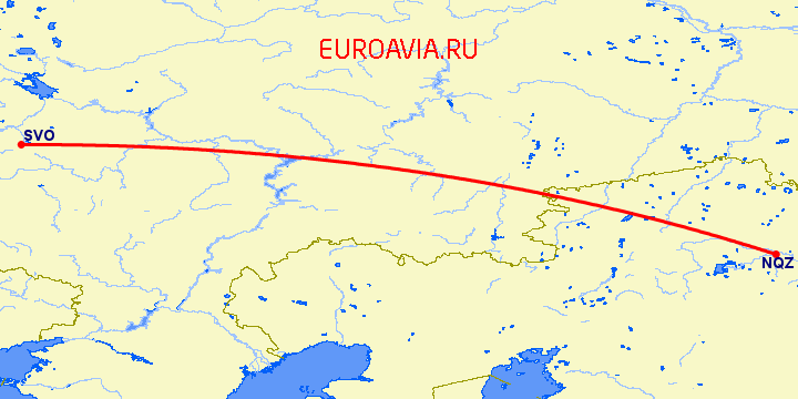 перелет Москва — Астана на карте