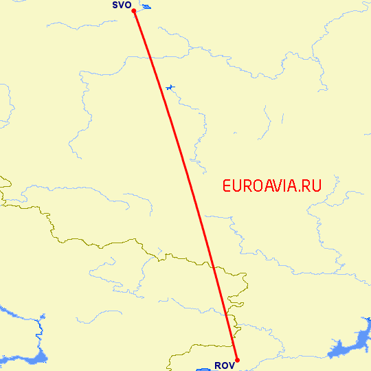 перелет Москва — Ростов на карте