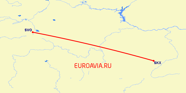 перелет Москва — Саранск на карте
