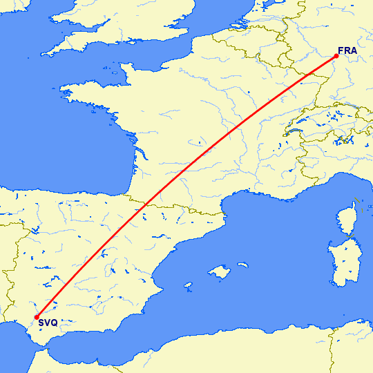 перелет Севилья — Франкфурт на Майне на карте