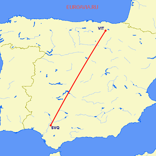 перелет Севилья — Витория на карте