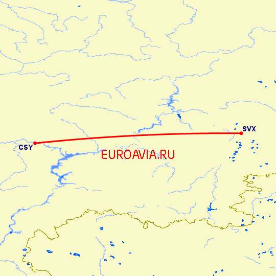 перелет Екатеринбург — Чебоксары на карте