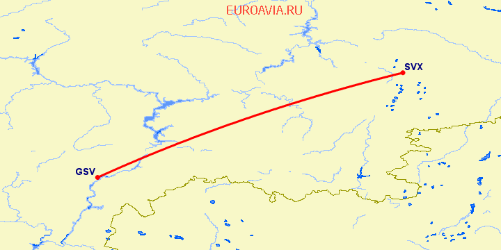 перелет Екатеринбург — Саратов на карте