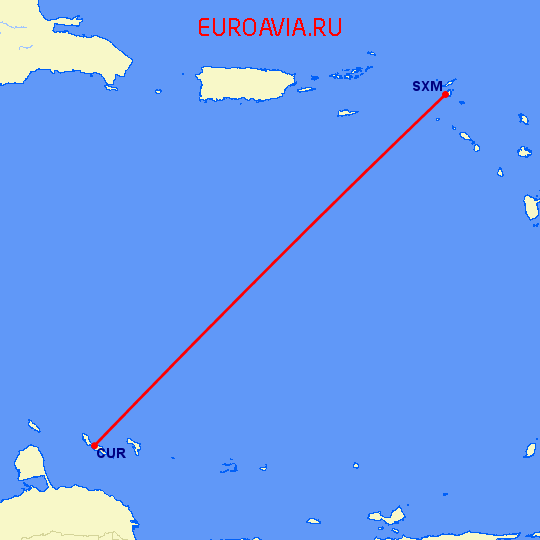 перелет Philipsburg — Curacao на карте