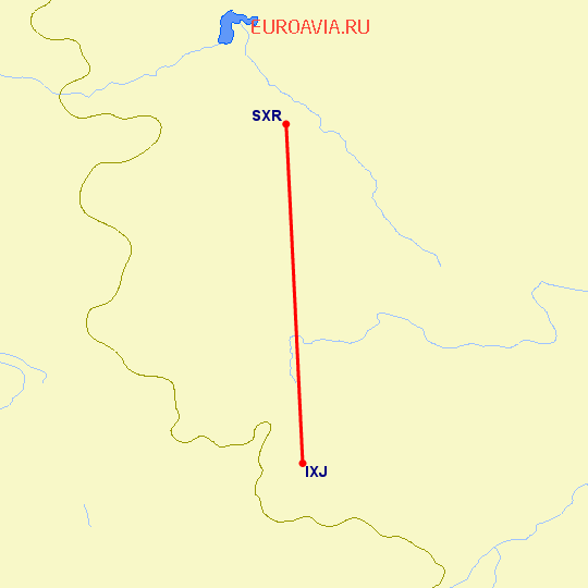 перелет Сринагар — Джамму на карте