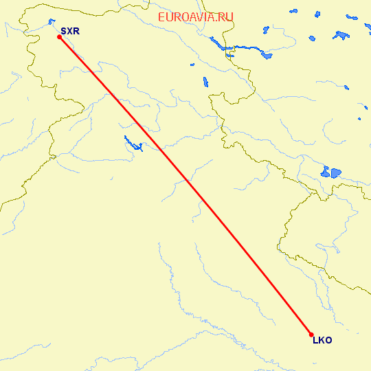 перелет Сринагар — Лакнау на карте