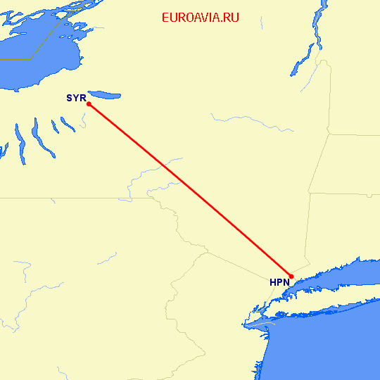 перелет Сиракьюс — White Plains на карте