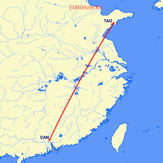 перелет Куаньдян — Гуанчжоу на карте