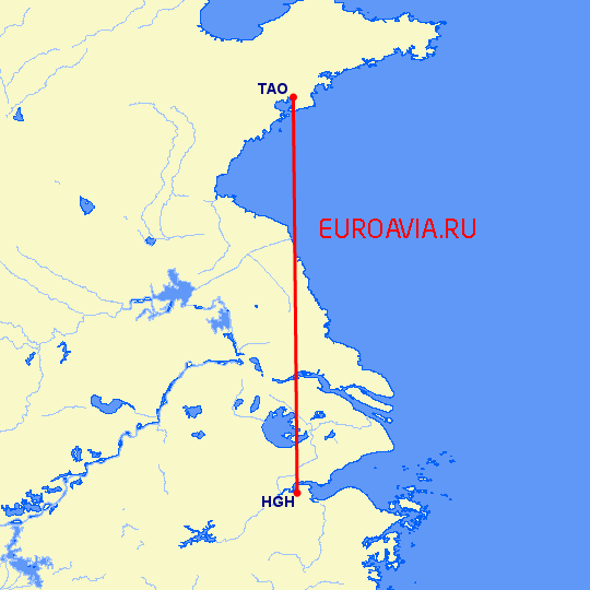 перелет Куаньдян — Ханчжоу на карте
