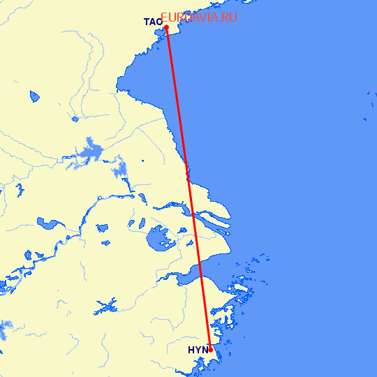 перелет Куаньдян — Хуанань на карте