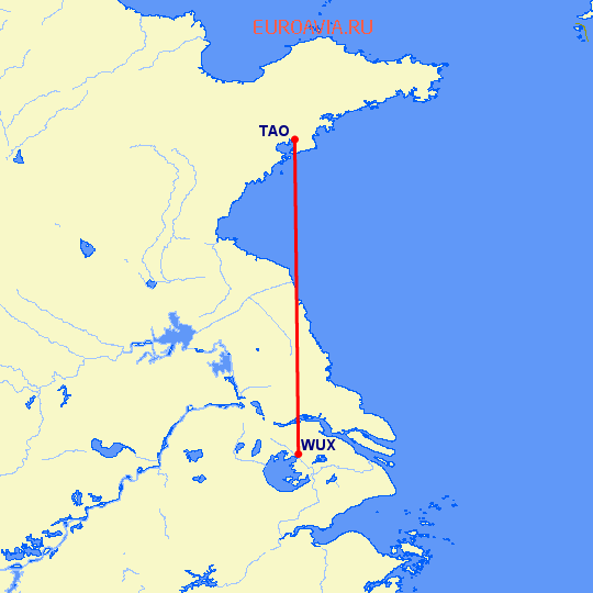 перелет Куаньдян — Вуси на карте
