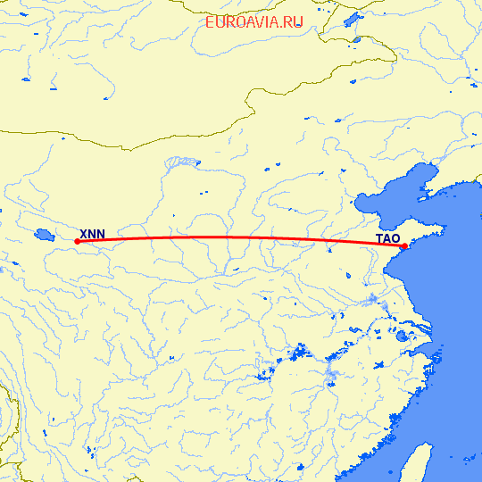 перелет Куаньдян — Хайнин на карте
