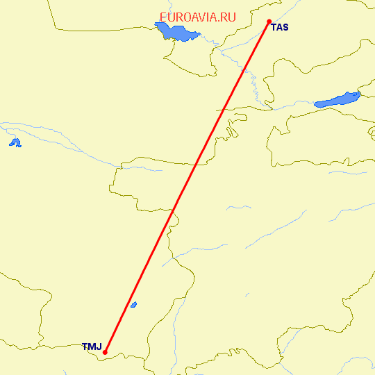 перелет Ташкент — Термез на карте