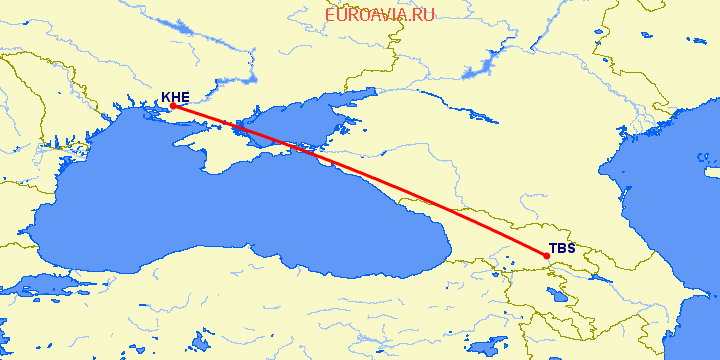 перелет Тбилиси — Херсон на карте