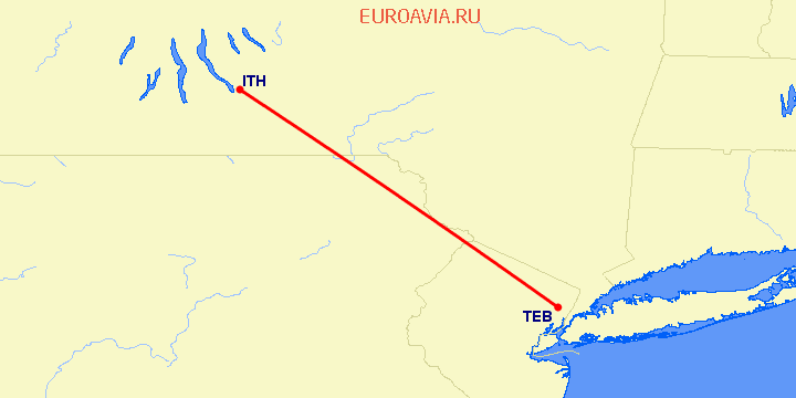 перелет Teterboro — Ithaca на карте