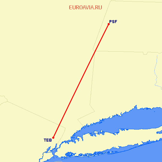 перелет Teterboro — Pittsfield на карте