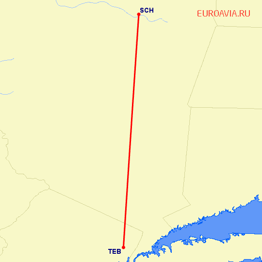 перелет Teterboro — Schenectady, NY на карте