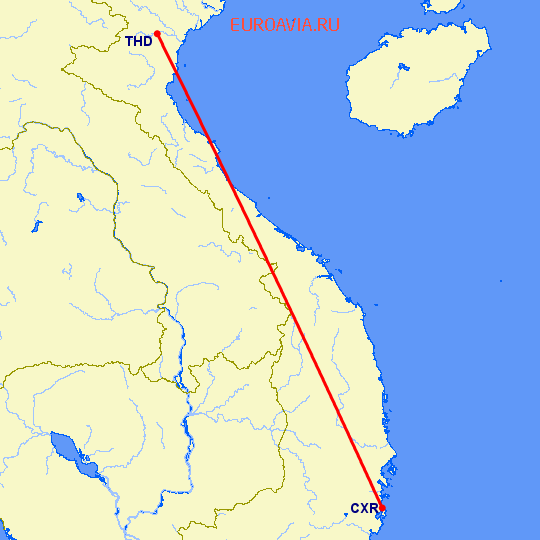 перелет Тханьхоа — Камрань на карте