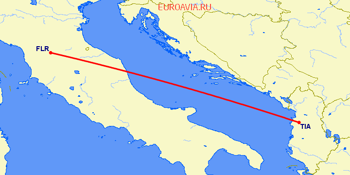 перелет Тирана — Флоренция на карте