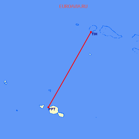 перелет Тикехау Атолл — Папеэте на карте