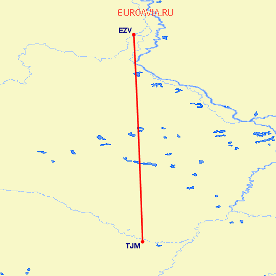 перелет Тюмень — Берёзово на карте