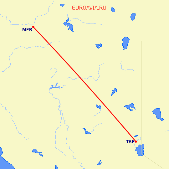 перелет Truckee, CA — Медфорд на карте