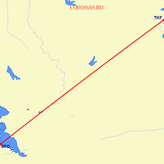 перелет Truckee, CA — Сан Франциско на карте