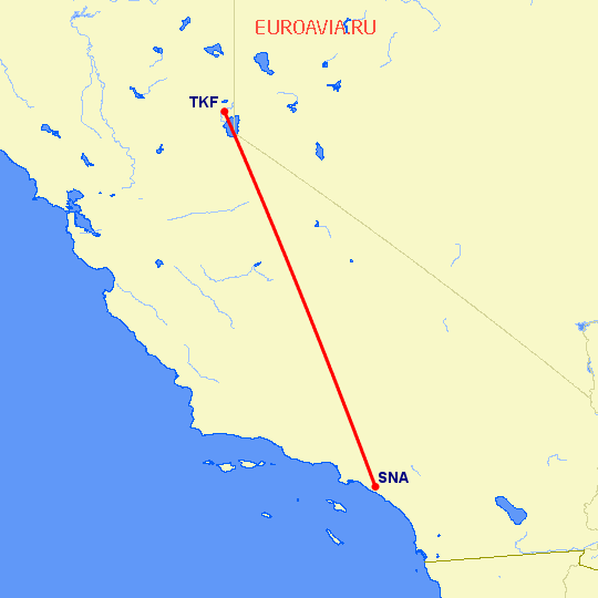 перелет Truckee, CA — Санта Ана на карте