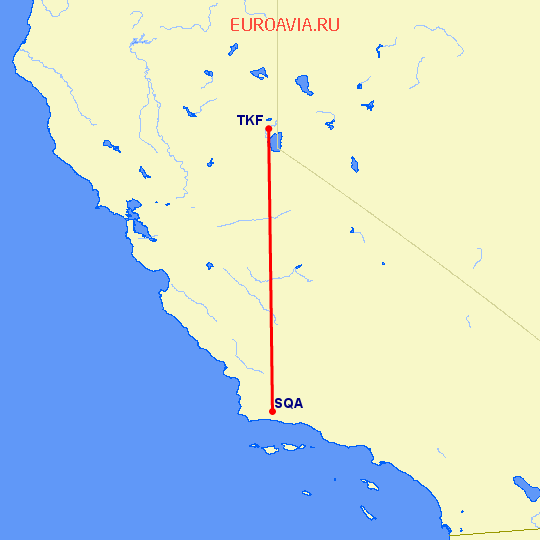 перелет Truckee, CA — Santa Ynez на карте