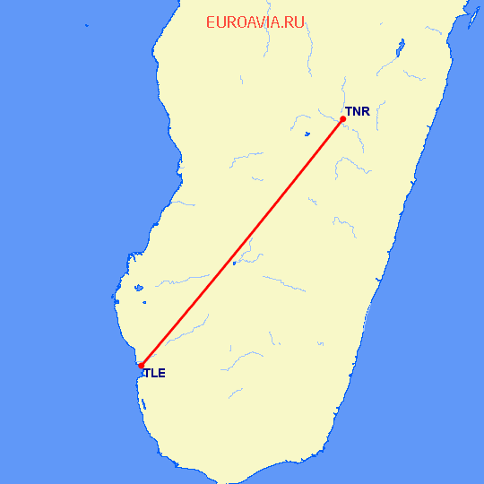 перелет Тулеар — Антананариву на карте