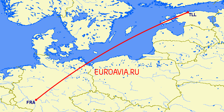 перелет Таллин — Франкфурт на Майне на карте