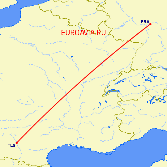 перелет Тулуза — Франкфурт на Майне на карте