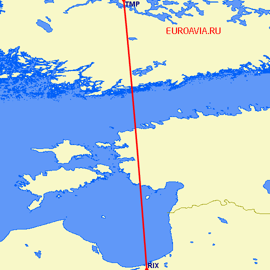 перелет Тампере — Рига на карте