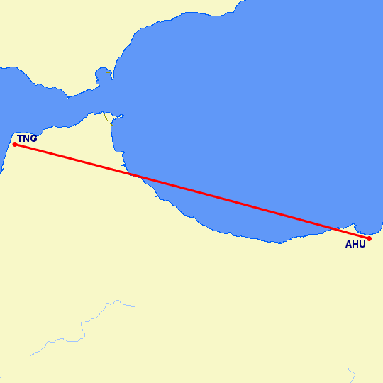 перелет Танжер — Эль Хосейма на карте