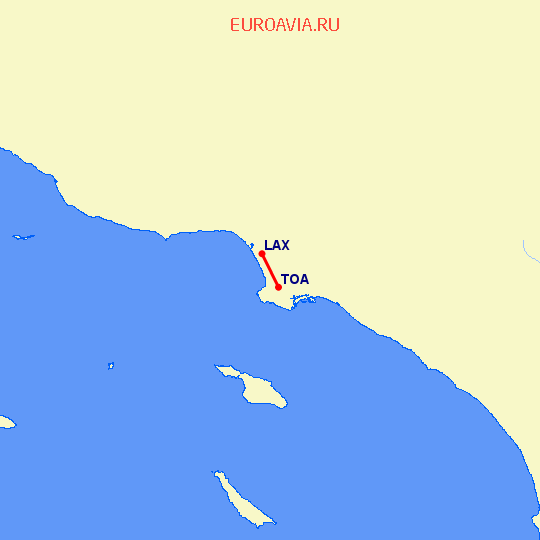 перелет Торранс — Лос Анджелес на карте