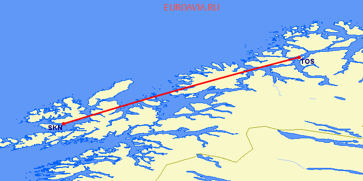 перелет Тромсо — Stokmarknes на карте