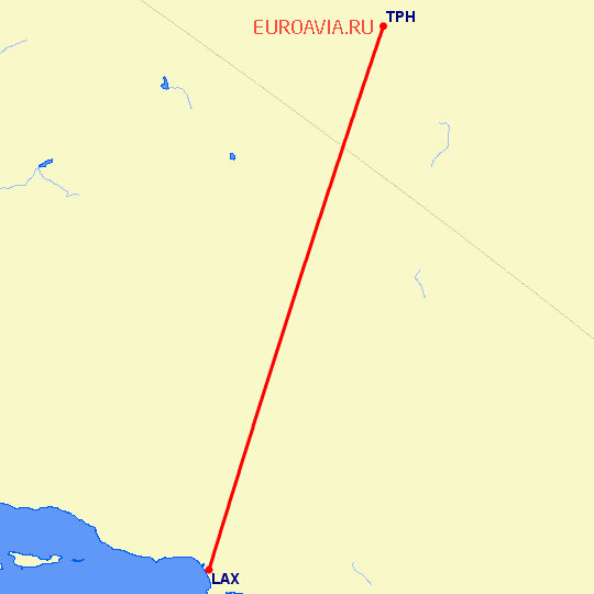 перелет Тонопа — Лос Анджелес на карте