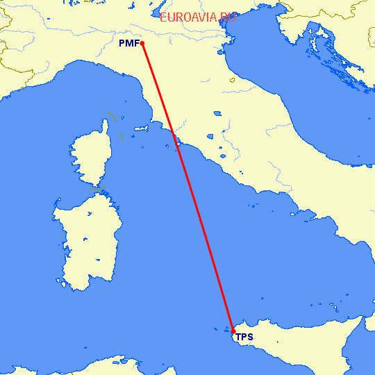 перелет Тапини — Парма на карте