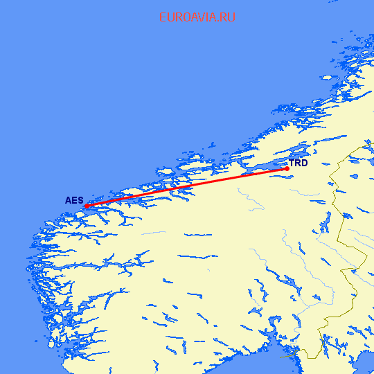 перелет Тронхейм — Олесунн  на карте