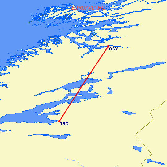 перелет Тронхейм — Намсус на карте