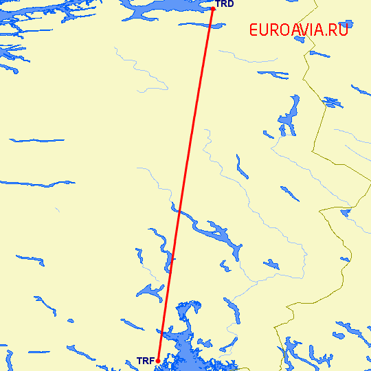 перелет Осло Торп — Тронхейм на карте
