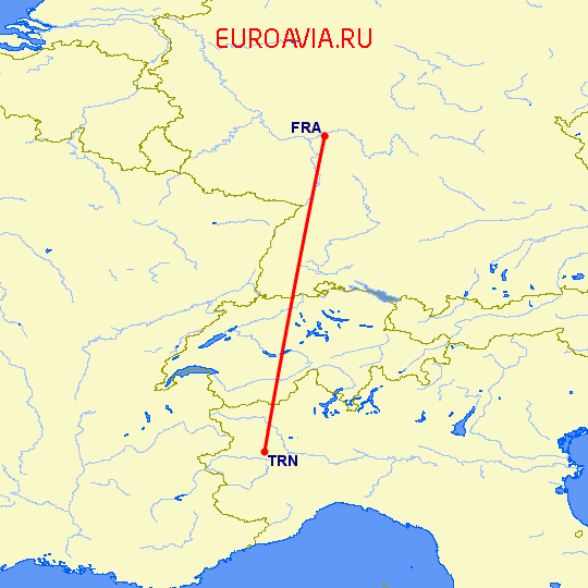 перелет Турин — Франкфурт на Майне на карте
