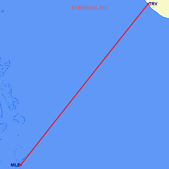 перелет Тривандрум — Мале на карте
