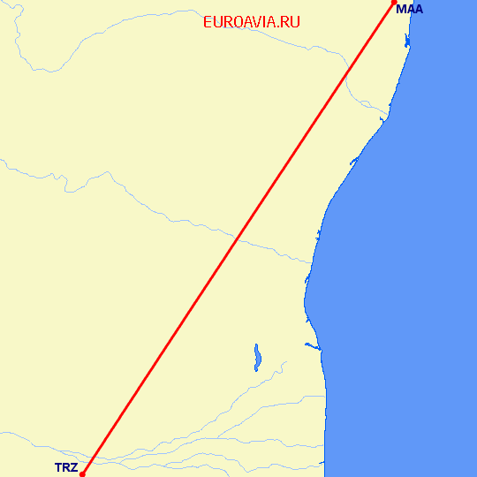 перелет Тиручирапалли — Мадрас Ченнай на карте