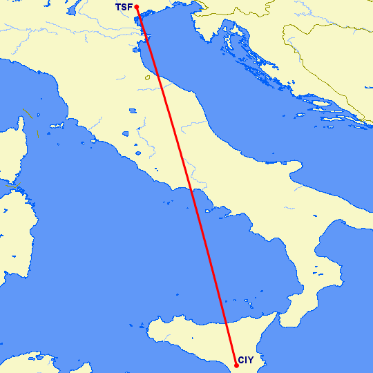 перелет Тревисо — Комизо на карте