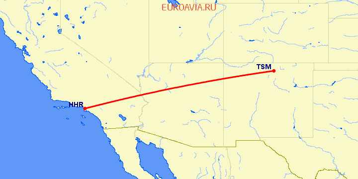 перелет Таос — Hawthorne на карте