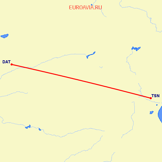 перелет Тяньцзинь — Датонг на карте