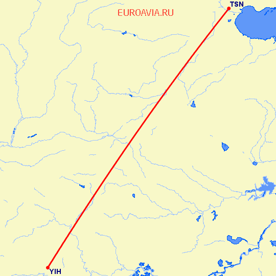 перелет Тяньцзинь — Фучэн на карте