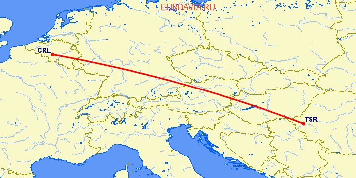 перелет Тимишоара — Шарлеруа на карте