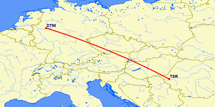 перелет Тимишоара — Дортмунд на карте